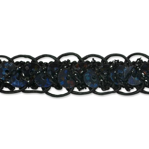 Expo International IR4570BK-20 Sequin Braid Cord Trim, Black, 20 yd