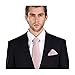 Landisun Silk Tie Set Solid Tie+Hanky+Cufflinks Light Pink