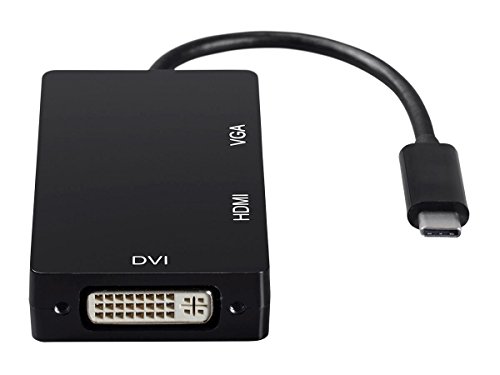 Monoprice USB Type-C to 4K HDMI, Single Link DVI, and VGA Passive Adapter, Black