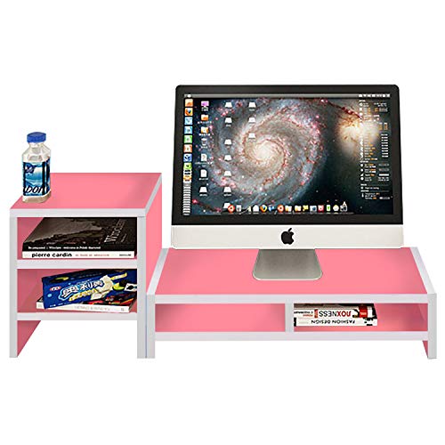 DL furniture – Monitor Stand 2 Compartment Organizer Come With Portable Tall Side Stand | Pink