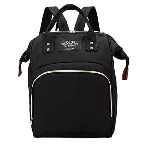 MultiZone Multi-Function Mother Baby Diaper Bag Backpacks, Waterproof (Black)