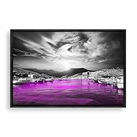 Framed Canvas Wall Art Black and White Scenery Canvas Prints Home Artwork Decoration for Living Room,Bedroom - 16x24 inches