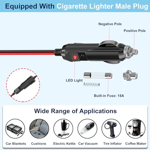 Qidoe 4 x Car Cigarette Lighter Charger Socket Adapter 300W Dual PD 30W and QC 3.0 12V-24V Car USB Socket with Independent Switch and LED Voltmeter for All Car Devices