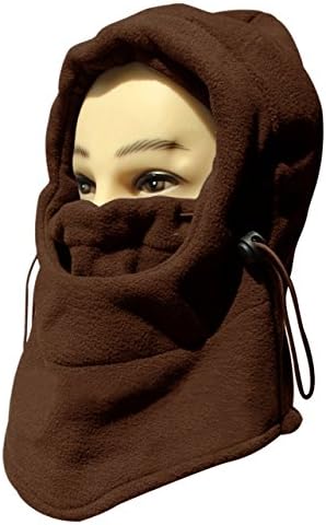 Eforstore 6 in 1 Thermal Fleece Balaclava Hat Hood Police Swat Ski Bike Wind Stopper Mask New Caps (Coffee)