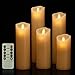 Bingolife Flameless Candles 5 6 7 8 9 Classic Pillar Real Wax Dancing Flame with 10-key Remote Control - 2/4/6/8 Hours Timer - Set of 5 (Ivory) by Bingolife