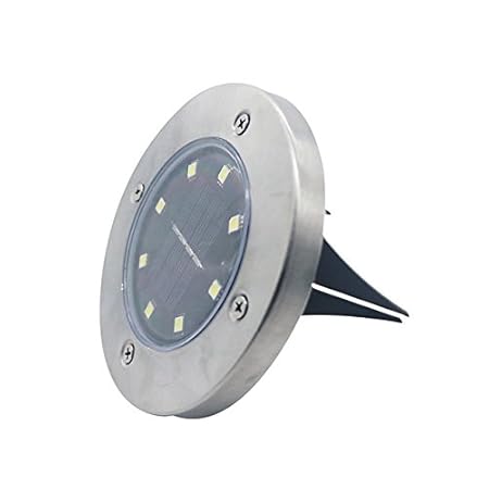 Quace Solar Powered Ground Lights, 8LED Outdoor Waterproof for Yard Driveway Lawn Pathway Walkway Disk Lights - White (1 Unit)