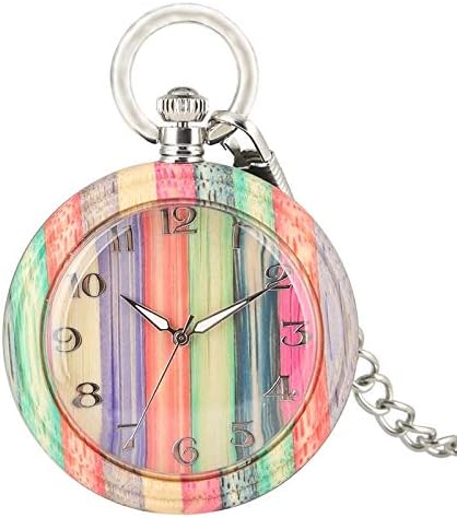 Amazon 創造的なカラフルな竹木製懐中時計ファッションクォーツカジュアルルミナスニードルチェーンタイムズウォッチ男性と女性のためのユニークなギフト メンズ腕時計 腕時計 通販