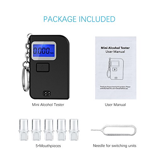 image for Homasy Breathalyzer, Portable Keyring Breath Alcohol Tester, Mini KeyC