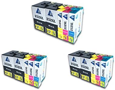 INKSYSTEM 3 Set+3 Black Replacement for Epson 252 Ink Cartridges &amp; 252XL, High Yield 15 Pack (6 Black 3 Cyan 3 Magenta 3 Yellow) Compatible With Epson WF 3640 WF 3630 WF 3620 WF 7610 WF 7620 WF 7110