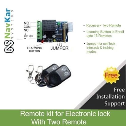 NAVKAR Remote Kit for Open Electronic Door Lock (with 2 Remote)