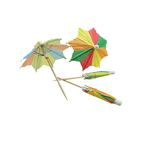 Bilipala Colorful Paper Umbrellas, Cocktail Parasol Picks Cupcake Toppers Picks, Pack of 50