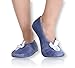Pembrook Fuzzy Soft Coral Fleece Slippers – Light Blue - Medium (7-8) – Ballet Style with Non-Skid Sole – Faux Shearling Lining - Great Plush Slip On House Slippers for Adults, Women, Girls