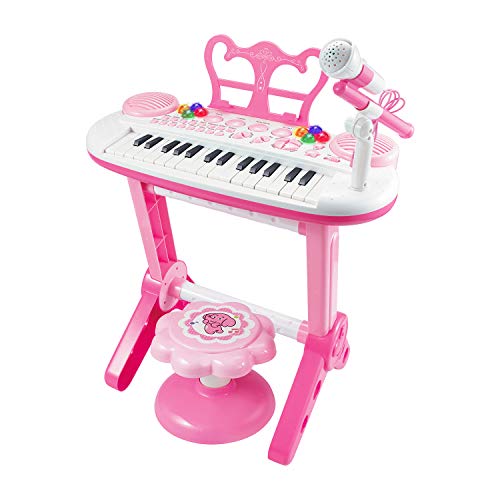 TWFRIC Toy Piano Keyboard for Kids with Microphone, 31-Key Electronic Musical Instrument Piano Toy Keyboard with Music Stand and Stool for Kids Birthday Christmas Day Gifts - Thumbnail 7