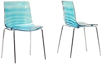 Baxton Studio Marisse Plastic Modern Dining Chair, Blue, Set of 2
