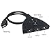 KOLPCTT HDMI Switch 3 Port with 1080P Fixed 3FT Pigtail Cable Supports 3D, HD Audio