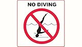 Aquatic Technology No Diving with International Symbol- 3M Adhesive Depth Marker 6 Inch x 6 Inch