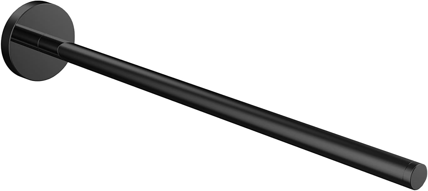 Emco Round Single Arm Wall Mounted Towel Rail, Rigid Metal Towel Rail, Bath Towel Holder for Towels, Matte Black