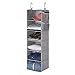 StorageWorks 6-Shelf Hanging Closet Organizer, Hanging Shelves for Closet, Gray, Canvas, 12