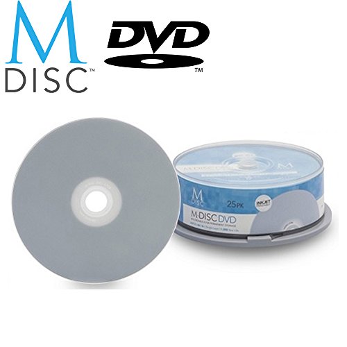 25 Pack Millenniata M-Disc DVD 4.7GB 4X HD White Inkjet Printable 1000 Year Permanent Data Archival / Backup Blank Media Recordable Disc - Thumbnail 3