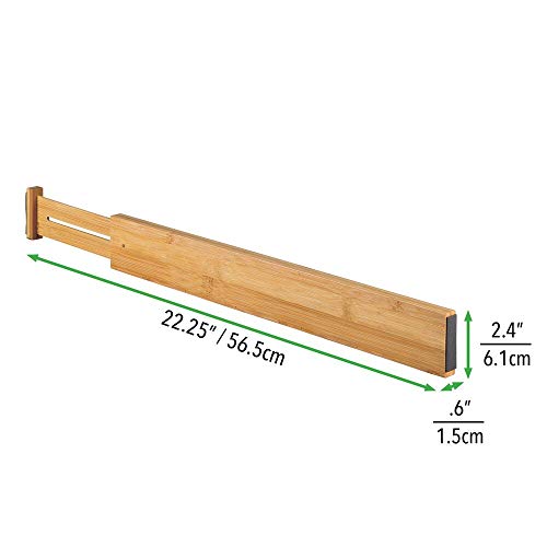 mDesign Adjustable, Expandable Bamboo Drawer Organizer/Divider Foam