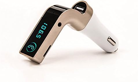 Wireless LED Bluetooth FM Transmitter In-Car FM Adapter Car Kit with USB Car Charging Music Control and Hands-Free Calling for IPhone, Samsung, LG, HTC, Motorola, Sony Android Smartphone (Golden)