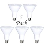 5 Pack Bioluz LED PAR30 LED Bulb, 12w Dimmable Flood Light Bulb, 100w Halogen Bulb Equivalent, 850 Lumen 3000K Indoor / Outdoor UL Listed