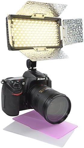 JRFOTO Professional 240 LED Panel With Barndoor Bi Color With Color Temperature Switch 3200K-5400K And Brightness Dimmer Switch By JRFOTO FNB240