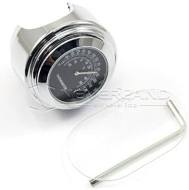 Noviame(TM) 7/8inch 1inch Motorcycle Bike Handlebar Mount Dial Thermometer Temp Gauge For Harley Black Waterproof C10