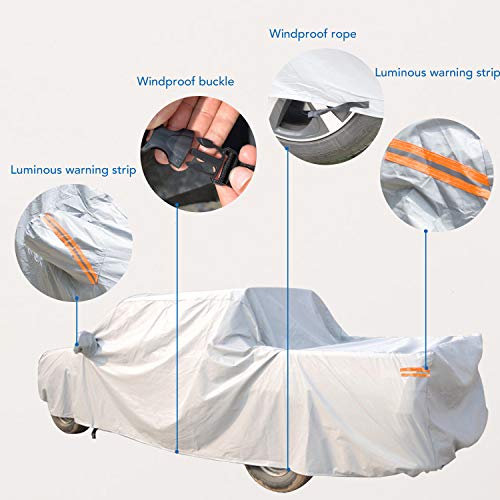 MIMIDI Waterproof Pickup Truck Cover All Weather Protection Scratch Resistant Full Cover for Cars with Adjustable Buckle Straps - Thumbnail 3