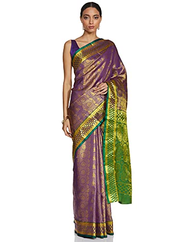 Pothys Women's Blue Mau Silk Saree With Blouse Piece (B0556_Blue)
