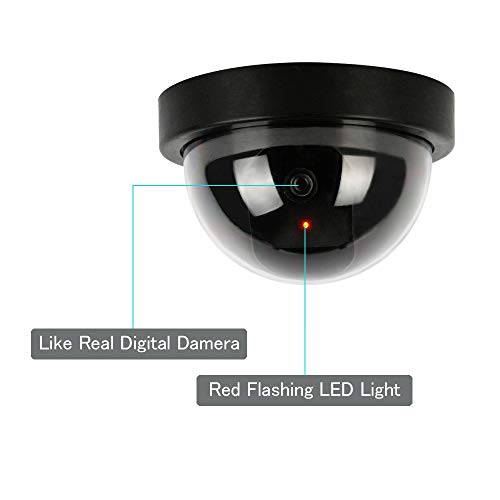 Fake Dummy Security Camera, Spessn Indoor Outdoor CCTV Surveillance System Flashing Red LED Light(Black)