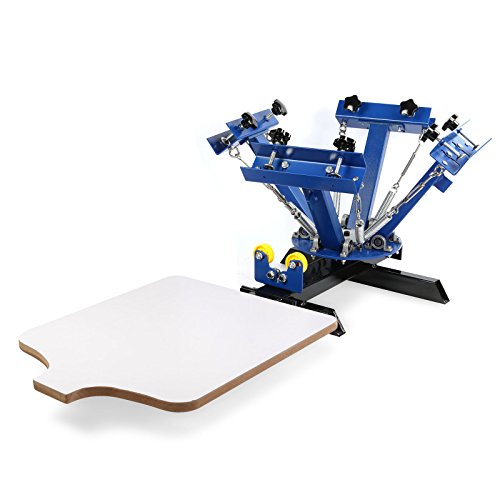 VEVOR Screen Printing Machine 4 Color 1 Station Silk Screen Printing Machine 17.7x21.7Inch Screen Printing Press for T-Shirt DIY Printing Removable Pallet (4 Color 1 Station)