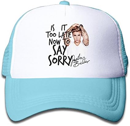 Matthe Youth Children Girl Boy Kids Fashion Printed Pattern Purpose Justin Bieber Sorry Unisex Half Mesh Adjustable Baseball Cap Hat Snapback SkyBlue
