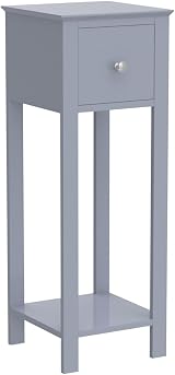 Yaheetech Grey Slim Bedside Table Set of 2 with Drawer 25x25x70cm view 4