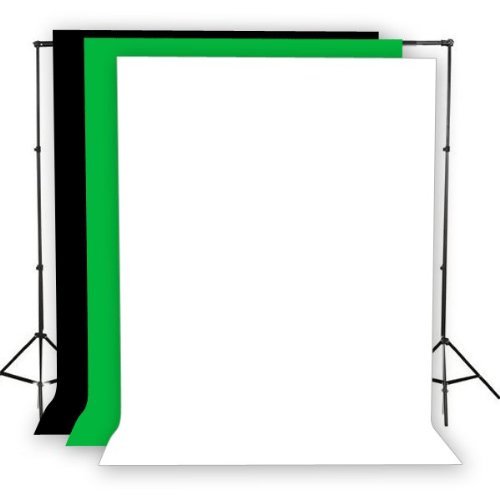 Fancierstudio 2400 watt lighting kit softbox light kit video lighting kit with Background stand 6'x9' Black, White and Chromakey green backdrop by Fancierstudio UL9004S3 6x9BWG