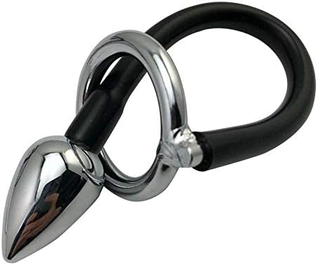 Bondage Masters Butt Plug with Cock Ring Fully Flexible Connecting Tube, Silver,black