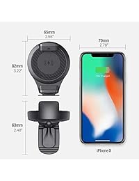 MQOUNY Cargador de coche inalámbrico, Mini 360 grados [distancia ajustable] 10 W Qi carga rápida soporte de teléfono del coche, parabrisas salpicadero de coche inalámbrico soporte de cargador compatible con todos los teléfonos QI