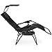 Best Choice Products Oversized Steel Mesh Zero Gravity Reclining Lounge Patio Chair w/Folding Canopy Shade and Cup Holder, Black