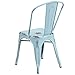 Flash Furniture Commercial Grade Distressed Green-Blue Metal Indoor-Outdoor Stackable Chair