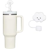 White Cloud Straw Cover for Stanley 40&30 Oz Cup, 10mm Silicone Straw Covers Cap for Stanley Cup Accessories, Cute Straw Topper for Tumblers, Straw Cap Stopper for Reusable Straws Tip Lids