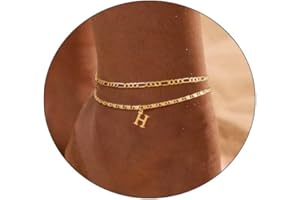 CAROVO Ankle Bracelets for Women, 14K Gold Plated Anklets Letter A To Z Waterproof Layered Anklets for Women Girls Summer Jewelry Gifts