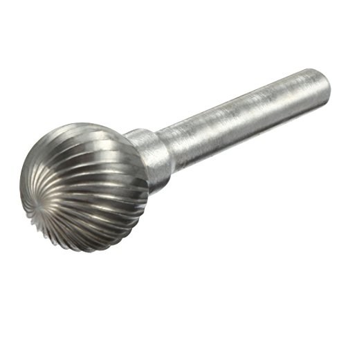 uxcell 5/8-inch Head 6mm Shank Tungsten Carbide Ball Shaped Rotary File Grinding Bit Tool