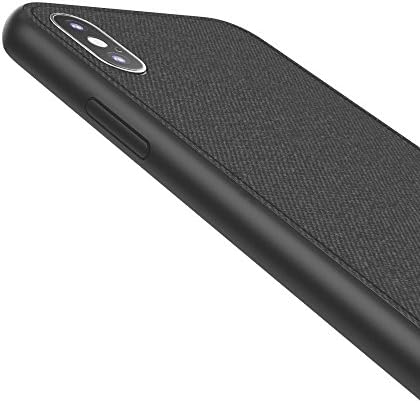 iPhone X Fabric Case Cover with 2-Pack Tempered Glass Screen Protectors. Slim and Durable Hard Back [ HD Screen Glass Compatible with 3D Touch and Face ID for Apple] - Black