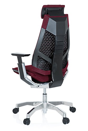 HJH-Office-652603-Sedia-Executive-Genidia-PRO-Tessuto-di-Rete-Bordeaux-Sedia-da-Ufficio-ergonomica-Cromato