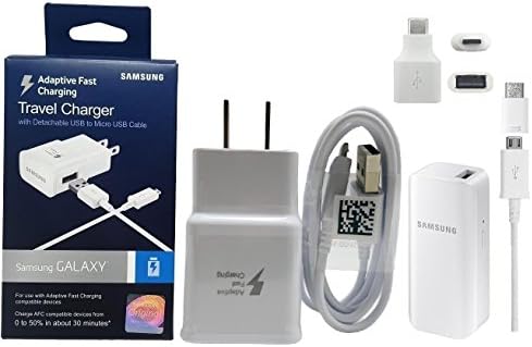 Offical OEM Samsung Adaptive Fast Charging Charger Micro USB + W/TYPE C Adapter, 2100mA Battery Pack,Google C USB Adapter - For S8/S9/+/Note8 (US Combo Retail Pack)