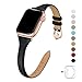 WFEAGL Compatible with Apple Watch Band 38mm 40mm, Waterproof Hybrid Genuine Leather Silicone Sweatproof Strap for iWatch SE & Series 6 5 4 3 2 1 Nike+ Sports Edition (Black+RoseGold)