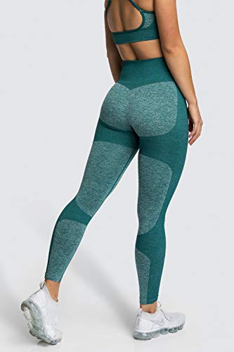 MOYOOGA Seamless Workout Leggings for Women High Waisted Leggings for Yoga Gym Sports (Forest Green, L)