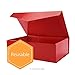PACKHOME Large Gift Box with Lid 13.5x9x4.1 Inches, Sturdy Collapsible Gift Box with Magnetic Closure (Glossy Red)