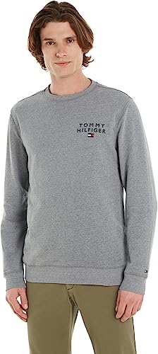 Tommy Hilfiger Herren Sweatshirt ohne Kapuze, Grau (Medium Grey Heather), S