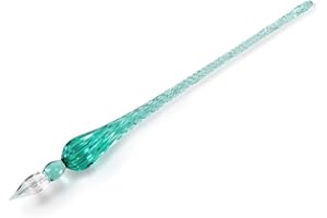 molshine Handmade Glass Dip Pen Crystal Calligraphy Pen Signature Dipped Pen for Artist Women Men Teens,Writing Drawing Decoration Gifts (Ice green)